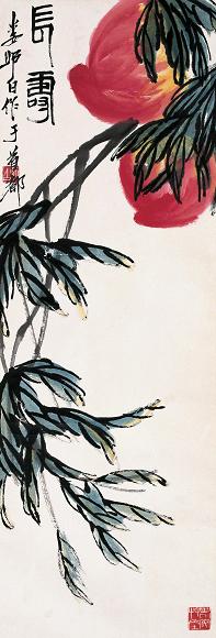 长寿 立轴 设色纸本