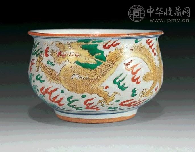 清康熙 五彩龙纹香炉