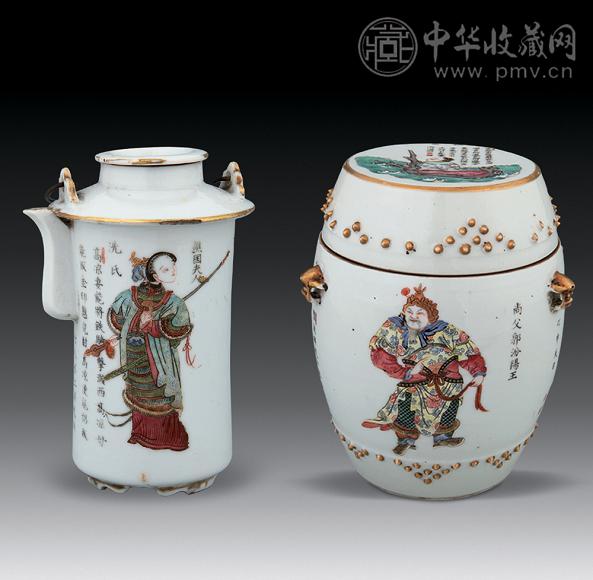 清道光 粉彩无双谱烫酒壶(1套)