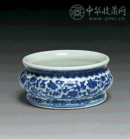 清乾隆 青花缠枝花卉炉