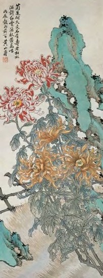 黄山寿 民国丙辰年(1916年)作 菊花 立轴 设色纸本
