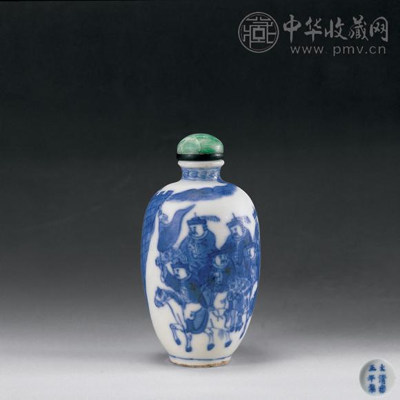 清 青花旗开得胜鼻烟壶