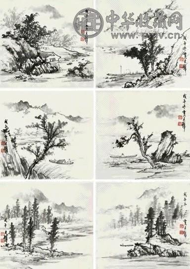 黄君璧 1978年作 山水册 册页(6开) 水墨纸本