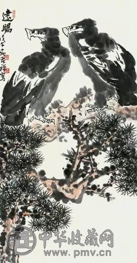 李苦禅 1978年作 远瞩 立轴 设色纸本