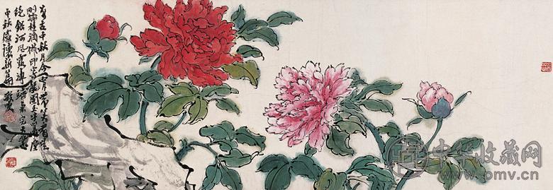 谭建丞 红艳凝露 镜心 设色纸本