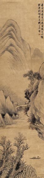 胡公寿 山水 立轴 设色纸本