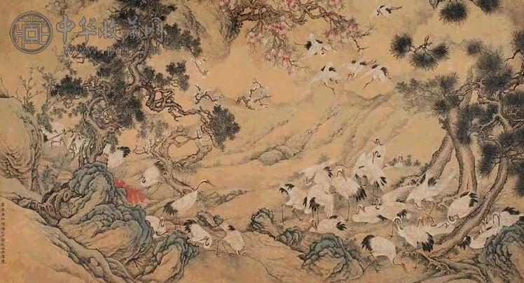 汪承霈 嘉庆庚申(1800年)作 松鹤延年图 镜心 设色绢本