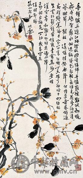 姚华 花卉 镜心