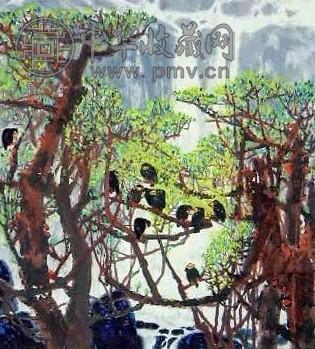 李华生 花鸟 立轴 设色纸本