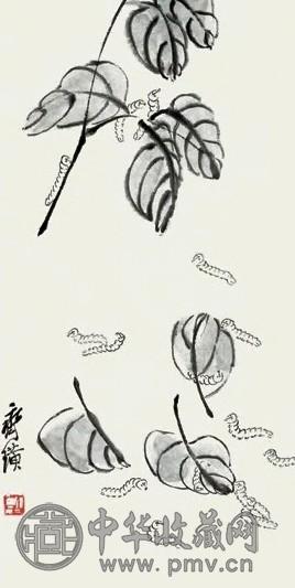 齐白石 春蚕图 轴 纸本水墨
