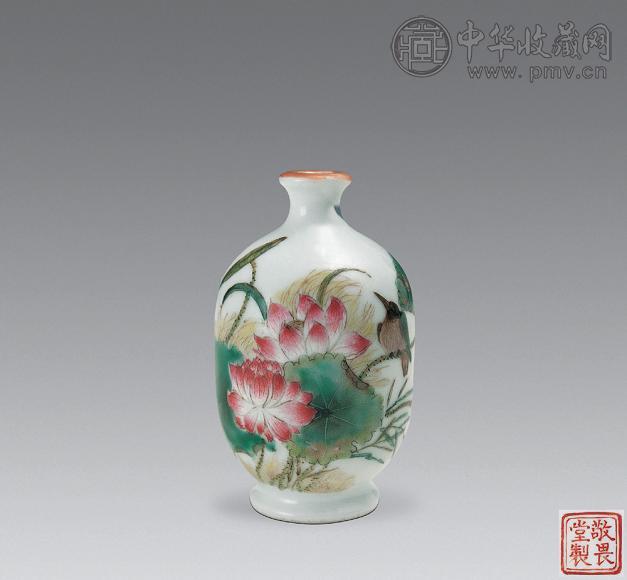 清道光 粉彩花鸟图鼻烟壶