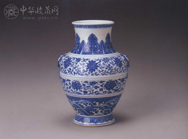 清道光 青花缠枝莲纹铺首尊