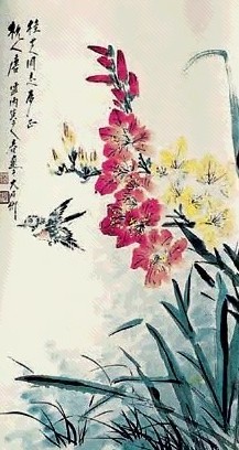 唐云 花鸟 立轴 设色纸本