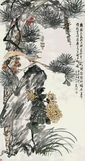 王震 1920年作 花鸟 立轴