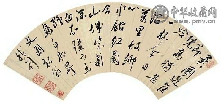 严我斯 草书 扇面 笺本