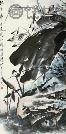 唐云 1966年作 莲塘鸣鹂图 镜心 设色纸本