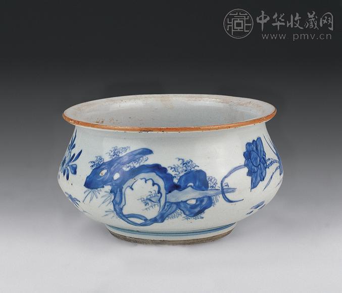 清 青花花卉纹炉