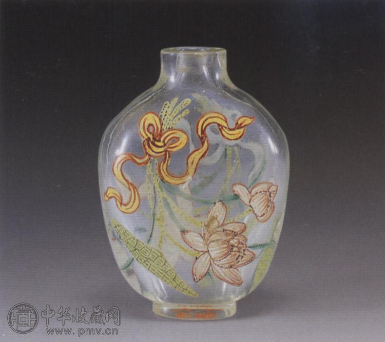 清 料彩花卉鼻烟壶