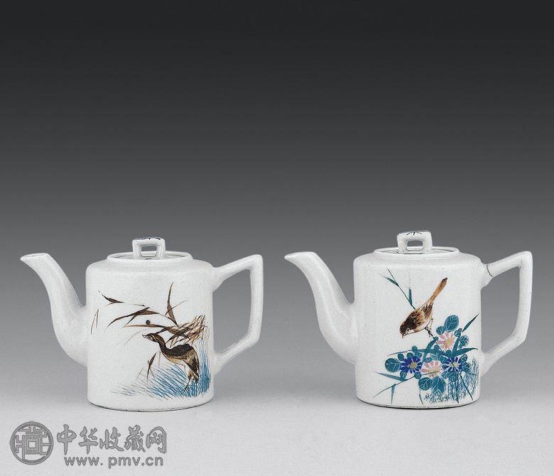 清 醴陵窑釉下五彩茶壶(1对)