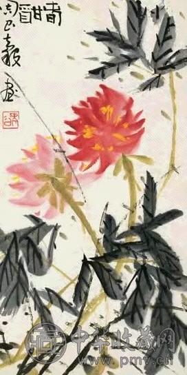 周昌谷 牡丹春酣图 立轴 设色纸本