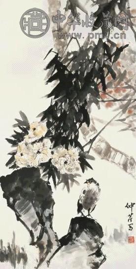 穆仲芹 秋苑幽禽 立轴 设色纸本