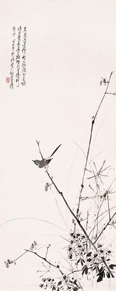 陈树人 1988年作 花鸟 立轴 设色纸本