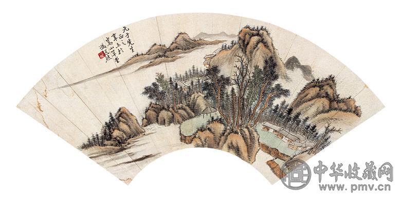 冯超然 1931年作 山水 扇面 设色纸本