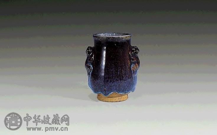 明 窑变釉双蛙耳蛐蛐罐