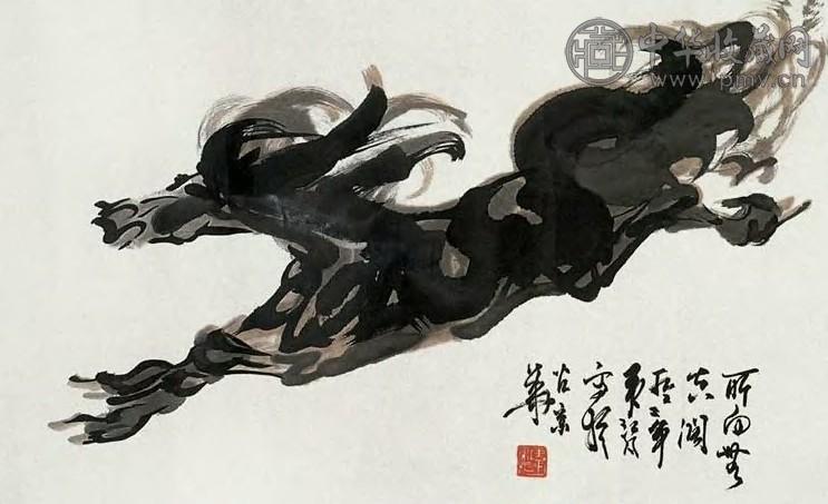 韦江凡 奔马 镜心 水墨