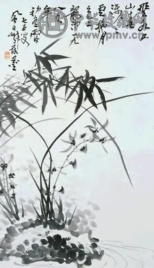 蒋风白 兰竹 立轴 墨色纸本