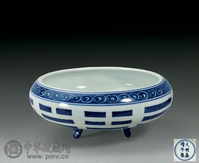 明嘉靖 青花八卦纹三足炉