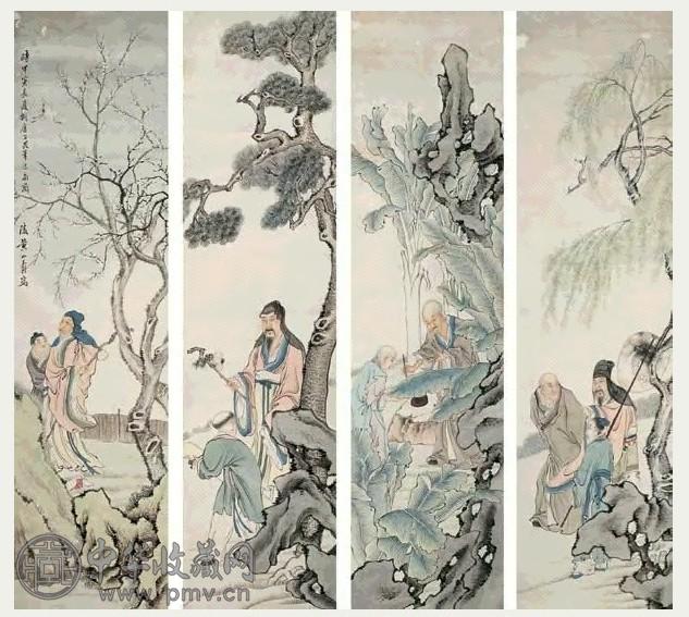 黄山寿 人物 立轴 四屏