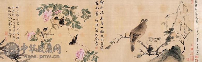 华嵒(款) 花鸟 手卷 绢本