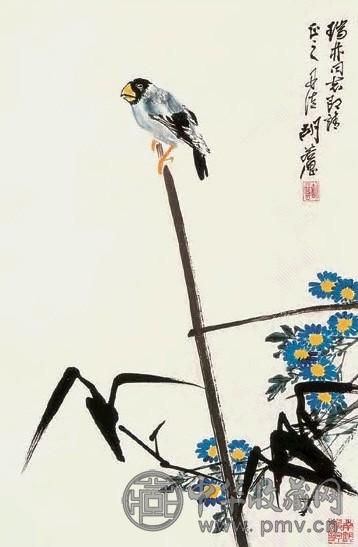 胡若思 花鸟 镜心 设色纸本