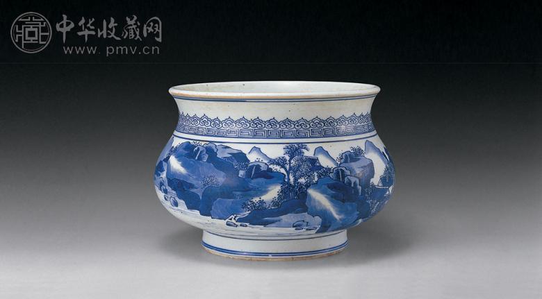 清康熙 青花山水炉