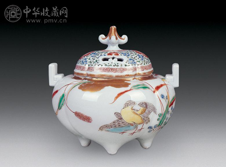 十九世纪(日本) 五彩花鸟小薰炉