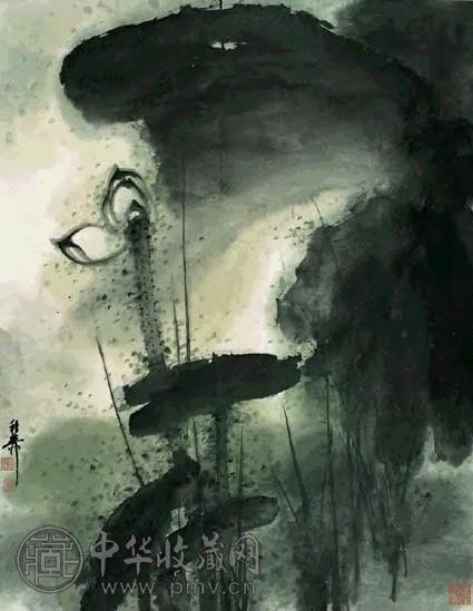 谢稚柳 荷塘清趣 立轴 设色纸本