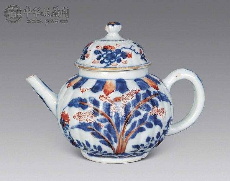 清康熙 青花加矾红小茶壶