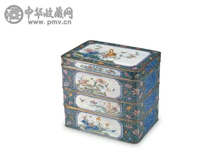 清乾隆铜胎画珐琅开光花鸟长方节盒收藏资讯|艺术家|书画家|书画名人
