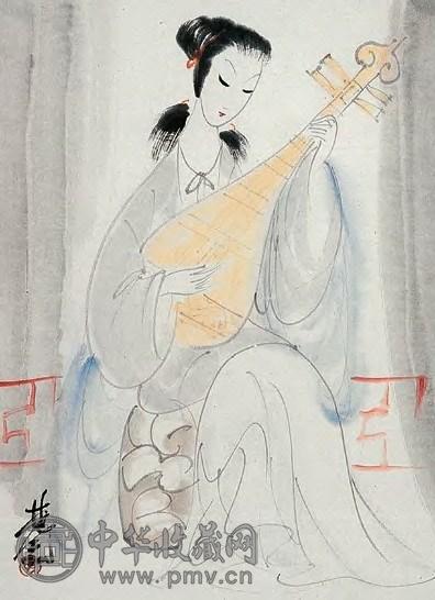 林风眠 仕女图 镜片 纸本设色