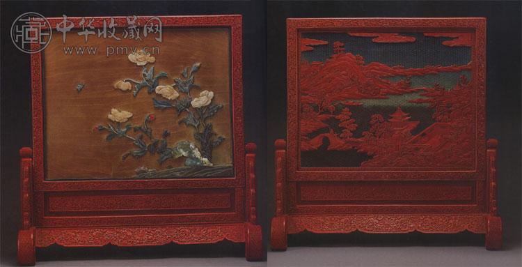 清乾隆 剔红山水图插屏