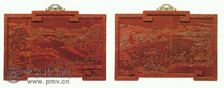 清十八世纪 剔红婴戏图挂屏(1对)