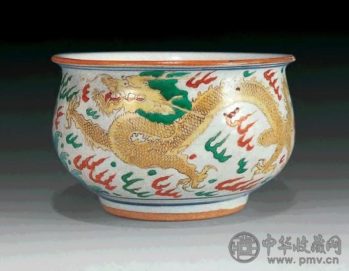 清康熙 五彩龙纹香炉