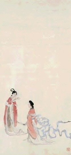 徐操 湘君湘夫人 立轴 设色绢本