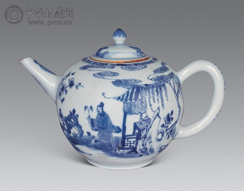 清雍正 青花人物故事茶壶