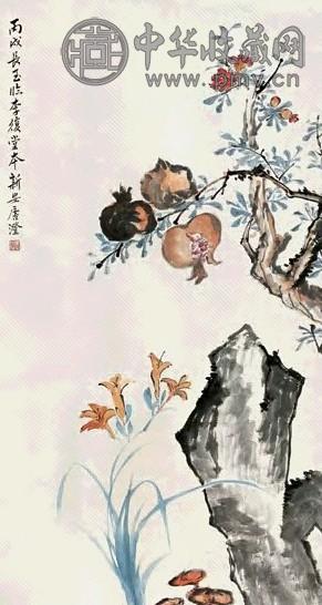 唐澄 多子图 立轴 设色纸本