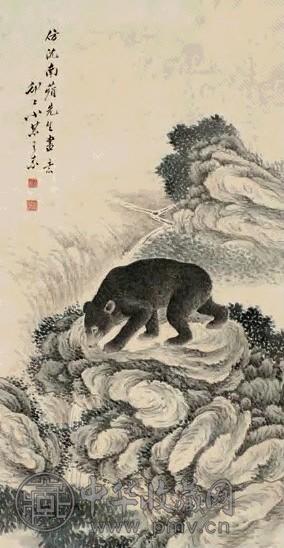 王素 寻觅图 立轴 设色纸本