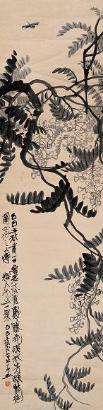 于非闇 1929年作 紫藤蜻蜓 镜心 水墨纸本