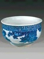 清顺治 青花人物香炉