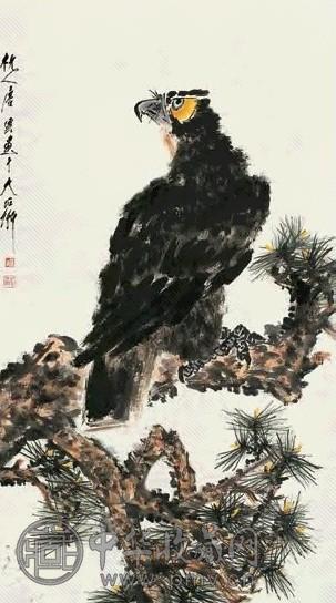 唐云 松鹰图 立轴 设色纸本